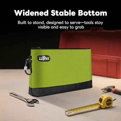 LETINE Tool Pouches Zipper Bag, Water Resistant 1680D Oxford Pouch Bags with Carabiners, Extra Wide Flat Bottom Stand-Up Tool Storage and Organizers, 3-Pack Large