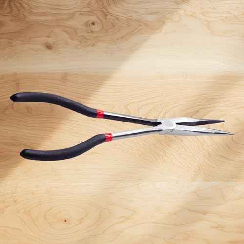 11-Inch Extra Long Needle Nose Pliers, Premium Heavy Duty Long Reach Needlenose Pliers, Non-Slip Grips, Ideal for Professionals Electrical and Hobbyists Alike