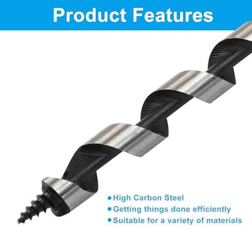 3/8 Inch Diameter Wood Auger Drill Bit, 12 Inch Long Ship Auger Bit for Soft and Hard Wood, Hex Shank Drill Bit for Hole Cutter, Tree Stump, Plastic, Drywall (10 x 300 mm)