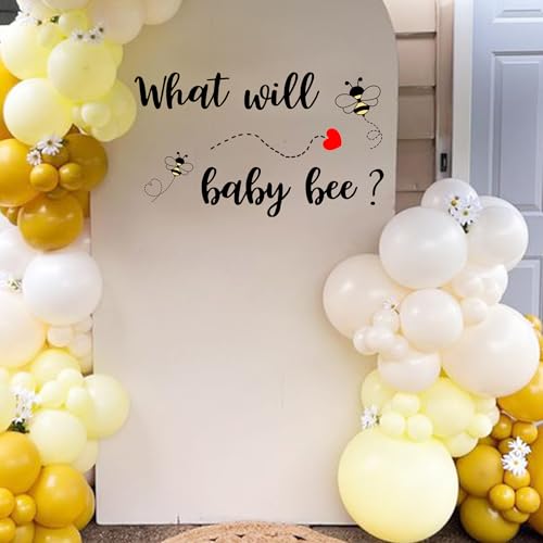What Will Baby Bee Baby Shower Decal Sign, Gender Reveal Girl or Boy Wall Stickers Sign,Bee Themed Gender Reveal Decorations, Party Backdrop Supply.