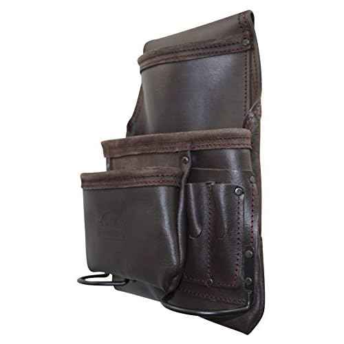 Graintex OS2251 9 Pocket Oil Tanned Leather Nail & Tool Pouch Dark Brown Color for Constructor/Electrician/Plumber