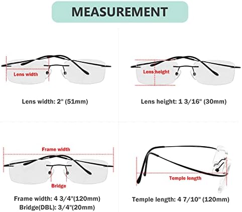 Eyekepper Titanium Rimless Reading Glasses Readers Men Women Black