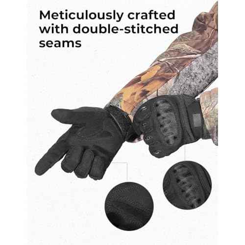 KEMIMOTO Tactical Gloves for Men, Touchscreen Motorcycle Gloves with Hard Shell & Palm Padding for Sports Motorcycle Cycling Tactical Airsoft Paintball Hunting Hiking Camping Climbing