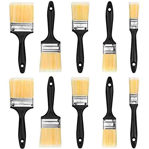 SteadMax Paint Brush Set (10 Pieces), Set of 10 Multi-Sized Brushes, Professional Quality Painting Tool Kit, Two Sets of 1, 1.5, 2, 2.5, and 3 Inch Brushes (Pack of 10)