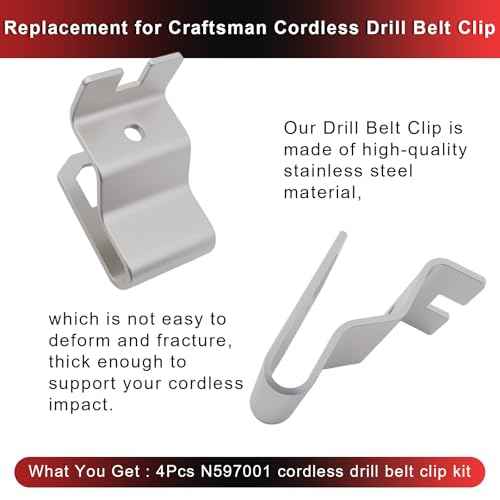 4PK Replacement Belt Hook Kits # N597001 for Craftsman Cordless Drill