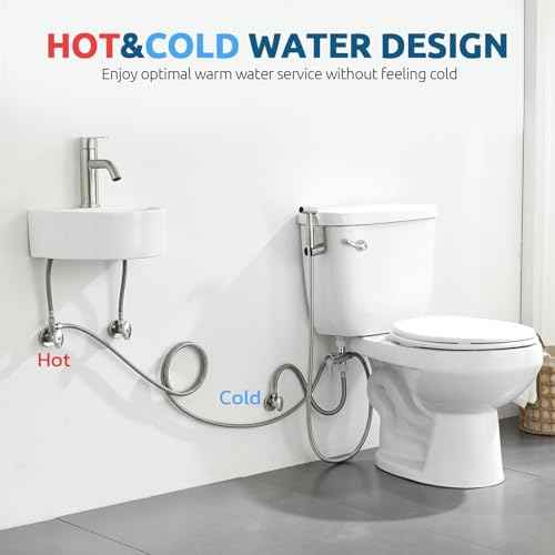 Hot and Cold Handheld Bidet Sprayer for Toilet, Warm Water Bidet with Adjustable Pressure, Hand Held Attachment for Warm Water, Ideal for Feminine Hygiene, Elderly Care, Pet, Cloth, Diaper