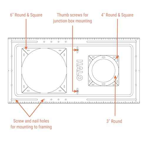 HALO New Construction Rough-in Mounting Smash Plate for 3/4/6 Inch Canless LED Lights, Made of Galvanized Steel, 12-Pack - SP346RS-12PK