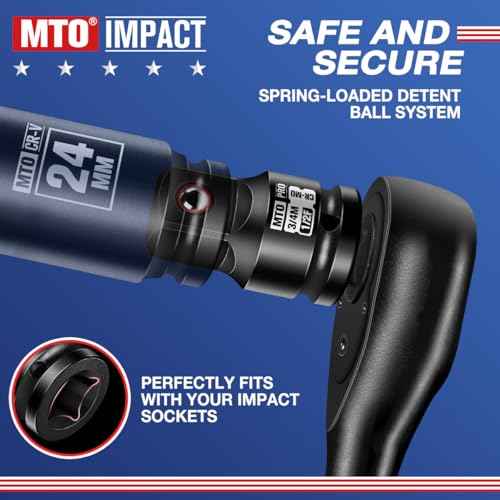 1/2" Female to 3/4" Male Impact Socket Adapter, 1/2" Impact Socket Adapter for High Torque Applications, Heavy-Duty Chrome Molybdenum Alloy Steel