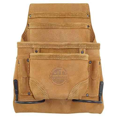 Graintex OS2334 10 Pocket Nail & Tool Pouch Top Grain Oil Tanned Leather for Framers, Constructors, Electricians, Plumbers, Handyman