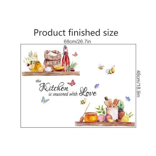 Bee Butterfly Wall Stickers Food Lettering Quotes Sayings Peel and Stick Vinyl Wall Decals for Kitchen Dining Room Restaurant