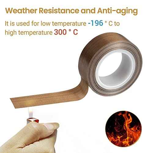 2 Rolls 1/2 Inch x 33 Feet Low Friction Tape High Temperature Teflon Tape,Squeak&Abrasion Resistant, Surface Protection for Wood,Drawer,Cabinet, Furniture, Vacuum Sealer & Hand Impulse Sealers