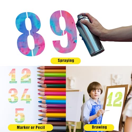 6 Inch Number Stencils Set, 0-9 Plastic Address Number Stencils Reusable Cake Digital Templates for Painting on Wall,Wood,Rock,Mailbox and DIY Art Projects