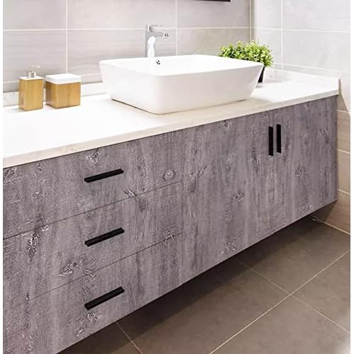 MULLSAN 10Meters Gray Wood Wallpaper Border Peel & Stick Wall Covering Kitchen Bathroom Bedroom Tiles Decor Sticker