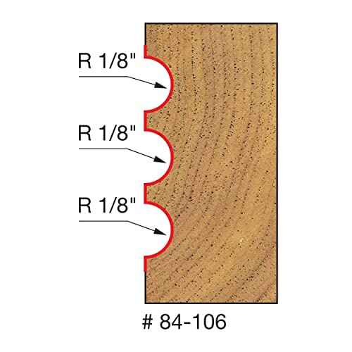 Freud 84-106: 1/8" Radius Triple Beading & Fluting Bit with 1/4" shank, 2-5/8" overall length