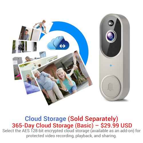 1080p Wireless Video Doorbell Camera for Home Security, Battery Powered, Live View, Cloud Storage, AI Human Detection, Night Vision, Two Way Audio, Indoor Outdoor Surveillance, 2.4G Wi-Fi only