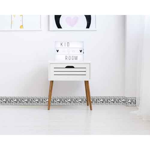 FLFK Mirror Border Peel and Stick - Black and White Wallpaper Borders Decal Trim Floral Pattern 4" x 240"