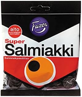 20 Bags x 80g of Fazer Super Salmiakki - Original - Finnish - Salty Licorice - Liquorice - Salmiak - Wine Gums - Candies - Sweets