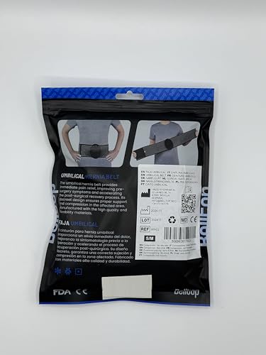Umbilical Hernia Belt for men & women. Abdominal Binder - compression pad for naval (double thickness). Hernia support belt: ventral, incisional, epigastric, belly button hernias. Prevention aid (S/M)