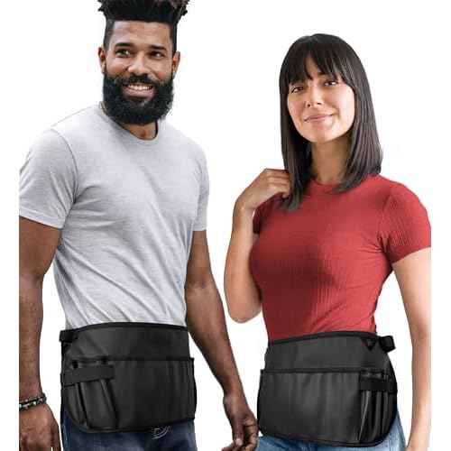 Under NY Sky Salon Waist Apron - Vegan Leather - 9 Pockets, 3 Loops - Hair Cut Holster for Tool Storage, Shears, Brush, Trimmer - Belt Pouch - Hair Stylist, Makeup Artist, Barber, Cosmetology - Black