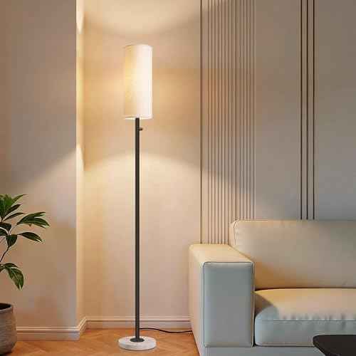 Floor Lamp for Living Room,Dimmable Floor Lamp with LED Bulb,Modern Standing Lamp with Marble Base,Tall Standing Lamps for Living Room,Bedroom,Office,Reading and Nursery(Black)