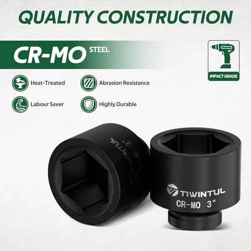 3" Impact Socket 1" Drive, 6 Point Design, CR-MO Large Impact Socket, ANSI Certified, Heavy Duty Socket 1 Inch Drive for Fleet, Oilfield, Construction & Industrial Repair