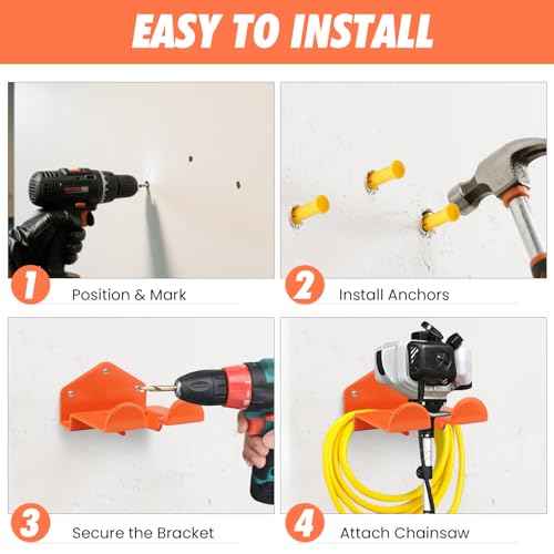 Weed Eater Hanger, 2Pack Trimmer Rack Wall Mount,Heavy Duty Weedeater Holder Garage Wall Mount for Power Tools, Grass Trimmer, Garden Tools