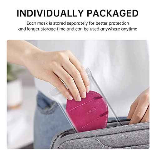 KN95 Red Face Mask 20PCS, 5-Ply Cup Dust Masks Filtration Efficiency ¡Ã95% Individually Packaged Particulate Respirators Breathable Colour Adult Mask¡¦