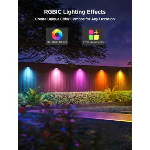 Govee Outdoor Deck Lights, RGBIC Outdoor Lights with 4000K White Light, IP65 Smart Fence Lights with App Control, Voice Control, LED Path Light for Outdoor Decor,Wired 6 Packs (32.8ft)