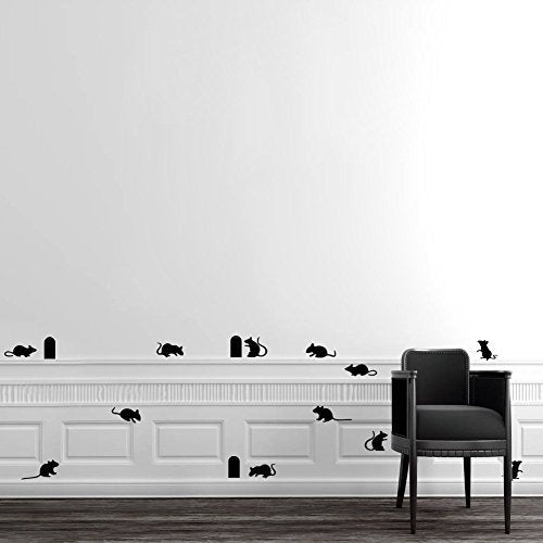 BooDecal Happy Halloween Wall Decals Stickers DIY Rats Mice Mouse Doors Sets of 15 Vinyl Lettering Decals Home Decor Wall Murals Stickers for Halloween