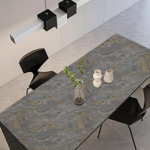 Marble Contact Paper Peel and Stick for Kitchen Countertop, Gray and Gold Wallpaper Removable Self Adhesive Vinyl Waterproof Roll 15.7¡±¡¿118" for Cabinets Countertops Wall Covering Easy to Clean