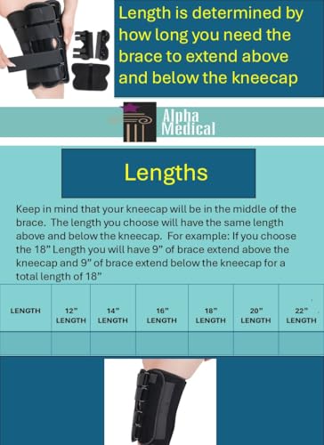 18” Long Adjustable Three Panel Orthopedic Knee Immobilizer – Supportive & Adjustable Side Panels – Knee Brace Stabilizer – Knee Immobilization L1830