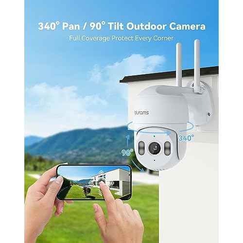 blurams 2K Outdoor Camera Wired, 5GHz/2.4GHz Wi-Fi Cameras for Home Security Outside with 360¡Æ PTZ, Color Night Vision, Motion Detection Tracking, Two-Way Audio, IP66 Weatherproof, Works with Alexa