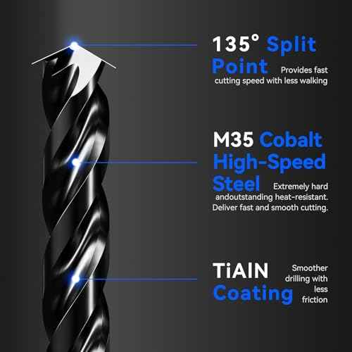Triple Spiral Flute Cobalt Drill Bit Set (Pro - TiAlN Coated), Metal Drill Bit Set for Steel, Hardened Metal, Stainless Steel, 21PCS Drill Bits 1/16" to 1/2" with Index Storage Case