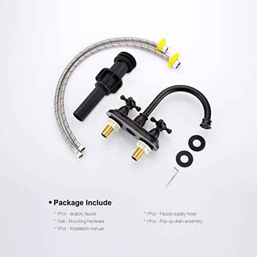 Oil-Rubbed-Bronze Bathroom Sink Faucet, Bronze 4" Centerset Vanity Faucet with Cross Handles