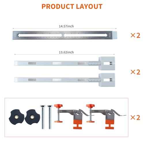 RUITOOL Drawer Slide Jig with Toggle Clamp & Magnetic Arm - Precision Cabinet Drawer Jig Tool with Laser-Engraved Dual-Scale Mark for Mounting Drawer Slide, Fast & Accurate Installation for DIY & Pro