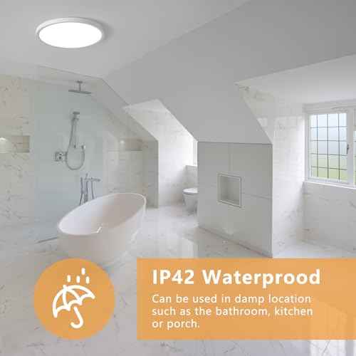 20 Inch LED Flush Mount Ceiling Light, 40W, 4350LM, 3000K/4000K/6000K CCT Selectable Super Slim Round Flat Panel Light for Living Room, Bedroom, Kitchen