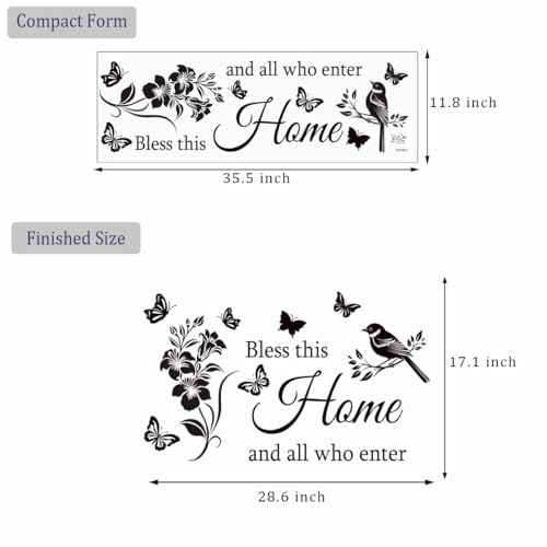 Family Inspirational Wall Stickers Quotes Bless This Home and All Who Enter Words Design Vinyl Decal Quote Wall Decor Stickers Motivational Quotes for Bedroom.