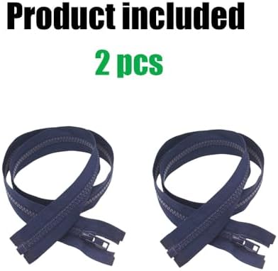 YaHoGa 2PCS #5 28 inch Separating Jacket Zippers for Sewing Coats Jacket Zipper Replacement Plastic Zippers Bulk (28" Navy Blue)