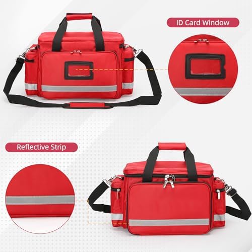 Medical Empty Bag First Aid Bag Emergency Responder Trauma Bag Empty, Professional First Aid Kits Storage Medical Bag with Inner Dividers and No-Scratch Bottom,Trauma Bag for Home Health Nurse Bag