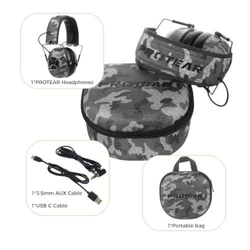 Bluetooth Wireless Headphones, Noise Canceling Hearing Protection for Work, Lawn Mowing, Construction, 1200mAh Rechargeable Ear Muffs, Includes Carrying Bag& USB Cable£¨Gray Camouflage£©