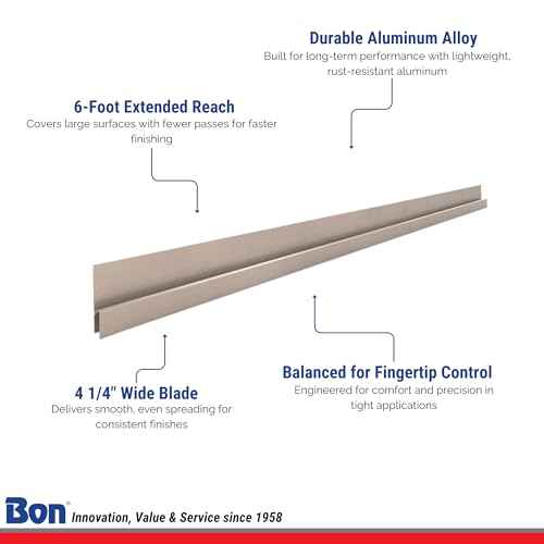 Bon Featheredge - Aluminum 6' with 4 1/4" Wide Blade for Smooth Spreading ? Lightweight Aluminum Alloy Tool with Fingertip Control for Plaster, Concrete, and Leveling Surfaces