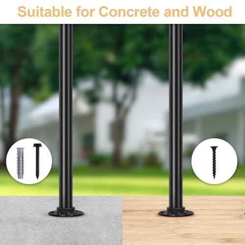 Metal Deck Railing, Flat Railing Kit, Metal Porch Railing Outdoor, Guard Rail Kit with Balusters, Horizontal Railing Post, Black Indoor Railing Kit for Balcony(34 in. H x 4 ft. W)