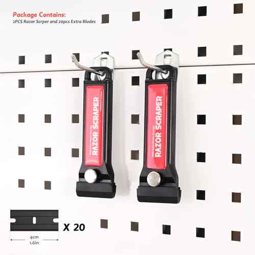 EHDIS 2PCS Plastic Razor Blade Scraper with Blade Storage Box with 20pcs Double Edged Blades for Adhesive,Gasket Labels, Decal and Sticker Remover from Glass,Window