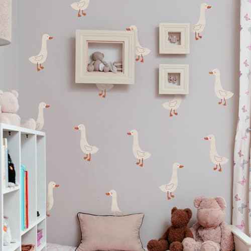 Cute Duck Wall Stickers Peel and Stick Removable Wall Decals for Kids Bedroom Nursery Living Room TV Wall Decor