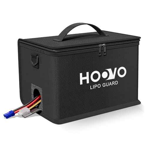 HOOVO Lipo Bag, Fireproof and Explosionproof LiPo Battery Bags - Large Capacity LiPo Guard Safe Pouch Adjustable for 10 - Cell LiPo Storage & Charge (10.6"x 6.7" x 6.7")