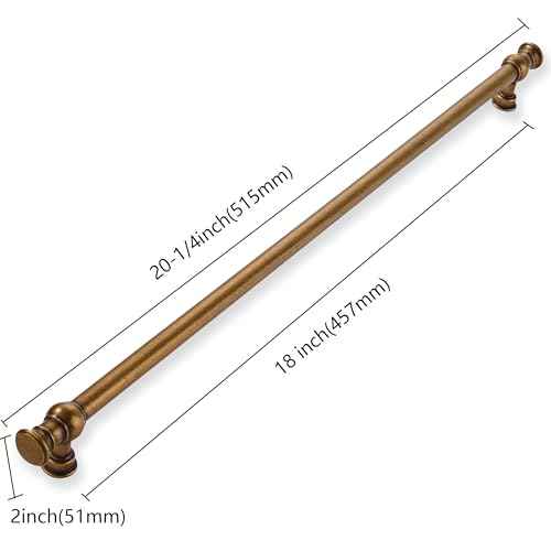 1-Pack 18inch(457mm) Hole Center Appliance Pulls Antique Brass Cabinet Pulls Solid Heavy Duty Kitchen Cabinet Hardware for Cupboard Drawer Pulls Cabinet Handle