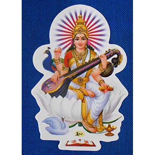 Goddess of Music : Goddess Saraswati Hindu Goddess Sticker Size (4.5"x3" Inches)
