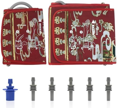Blood Pressure Cuff *2, Extra Large for Big Arms(40-66cm)&Small Blood Pressure Cuff for Pediatric/Kids(15-24cm) - 6 Different Blood Pressure Connectors are Compatible with Most Bp Monitors(Red)
