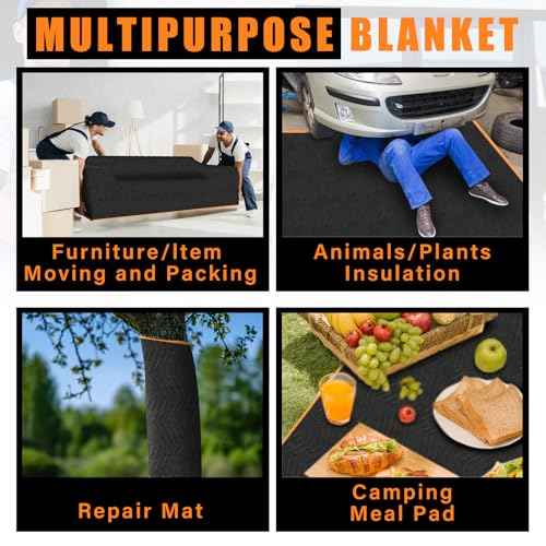 Aliceset 2 Pcs 80 x 144'' Extra Large Moving Blankets Heavy Duty Packing Blankets Quilted Shipping Furniture and Storage Pads Thick Furniture Pads for Wrapping Moving Protecting Supplies, Black