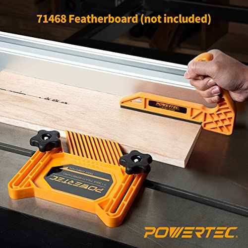 POWERTEC L Shape Push Stick for Table Saws, Router Tables, Jointers, Ergonomic Handle Table Saw Push Stick, Woodworking Table Saw Safety Accessories for Hand Protection, 1PK (71452)